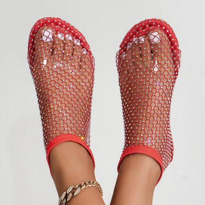 Rhinestones Mesh Chain Sandals 6