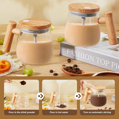 Electric Lightweight High Borosilicate Glass Self Mixing Mug 6