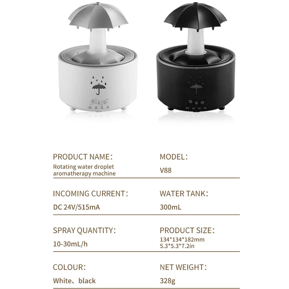 Aromatherapy Rotating Water Droplet LED Umbrella  Humidifier 6