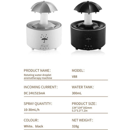Aromatherapy Rotating Water Droplet LED Umbrella  Humidifier 6