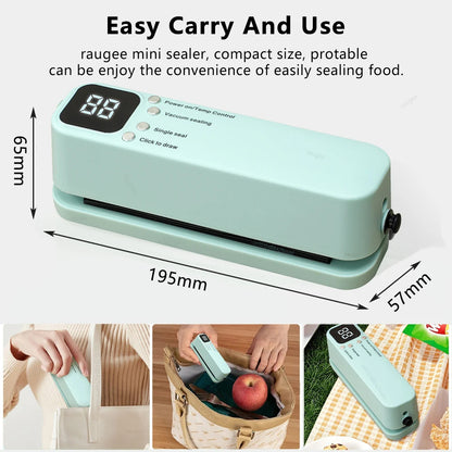 3-in-1 Mini Vacuum Sealer – Portable Food Sealing Machine with 15 Bags, Wet & Dry Modes, Digital Timer for Home & Travel 6