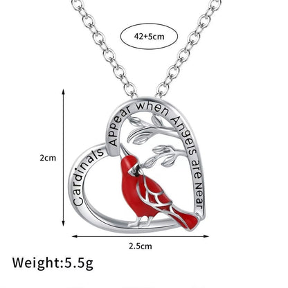 Cardinal Heart Pendant Necklace 6