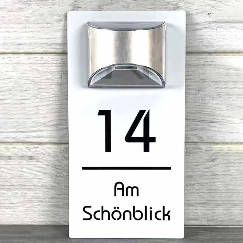 PERSONALIZED SOLAR MODERN DOOR PLAQUE 6
