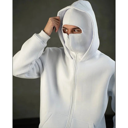 Balaclava Hoodie – Double Hooded Zip-Up Windproof Sweatshirt with Built-In Warm Mask 6