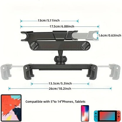 Telescopic 360° Rotating Car Headrest Phone & Tablet Holder 6