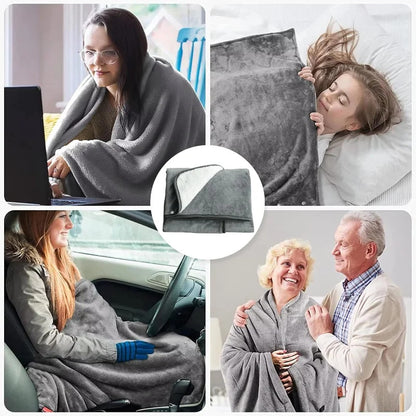 Portable Electric Heated Soft Zipper Shawl Blanket 6