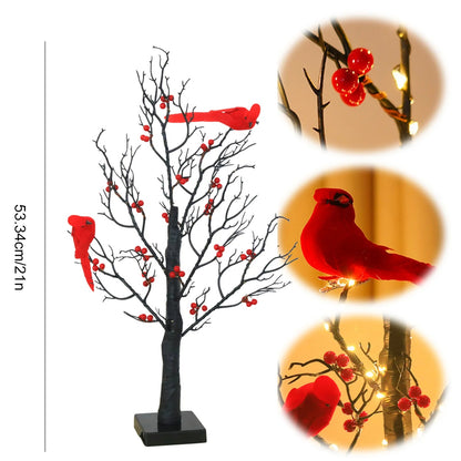 Vintage Glowing Tree with Cardinals 6