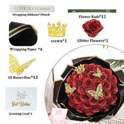 DIY Glitter Rose Bouquet 6