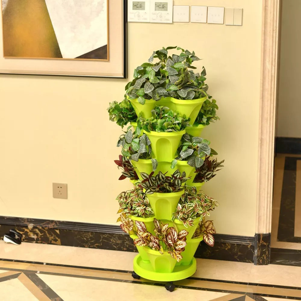 Stackable Plants Pot - 6 Trays+ Wheel Tray 6