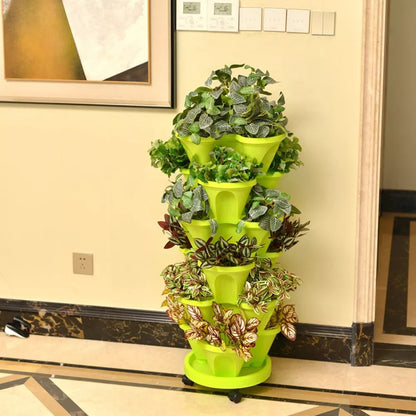 Stackable Plants Pot - 6 Trays+ Wheel Tray 6