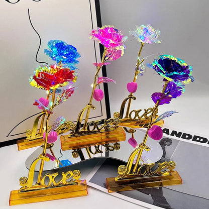Valentine's Day Crystal Rose with Love Stand 6