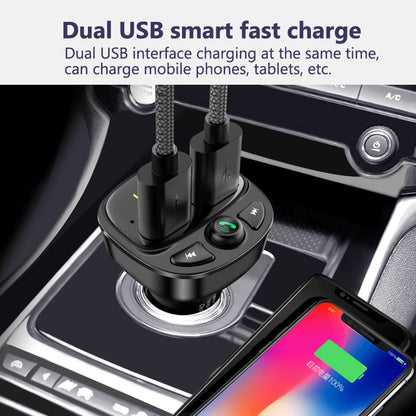 Car FM Transmitter Bluetooth 5.0 Dual USB Charger 6