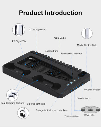PS5 Slim Controller Charging Cooling Station 6