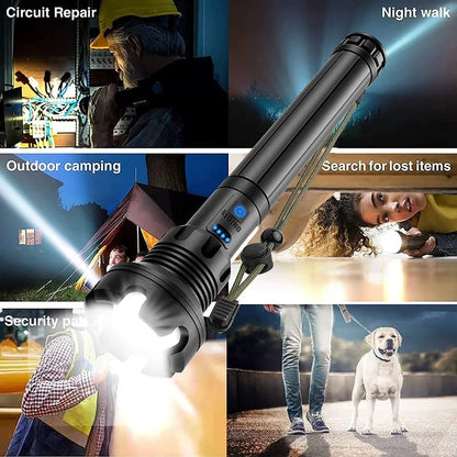 LED Rechargeable Tactical Flashlight 90000 High Lumens 6