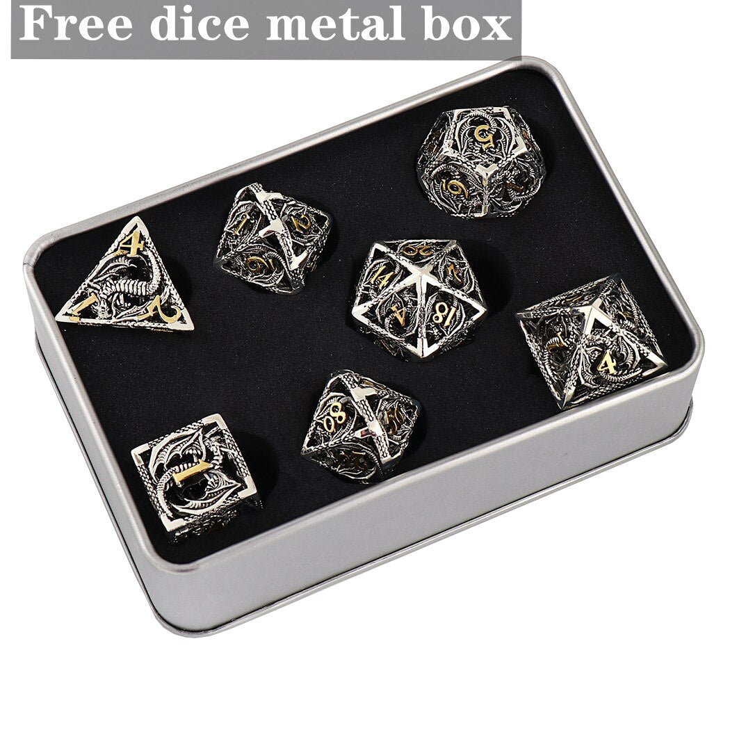 URWizards D&D Hollowed Metal Dice Set Dragon 6