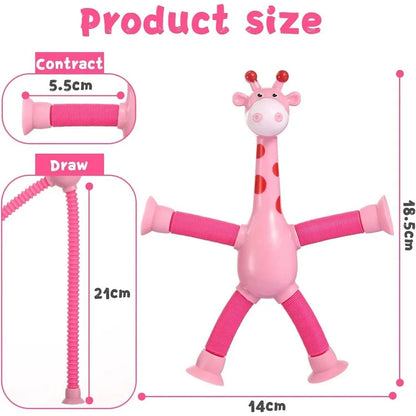 Fidget Telescopic Suction Cup Pop Tubes Giraffe Toys (4 Pack) 6
