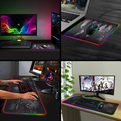 Premium XL Extended LED Mouse Pad - World Map 6