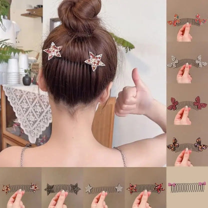 Star Rhinestone Broken Hair Comb-4PCS 6