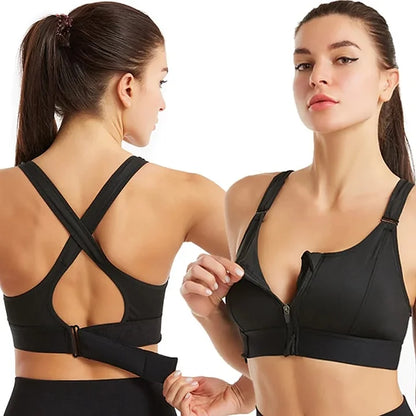 Wireless Support Super Tight Impact Resistant Zipper Sports Bra 6
