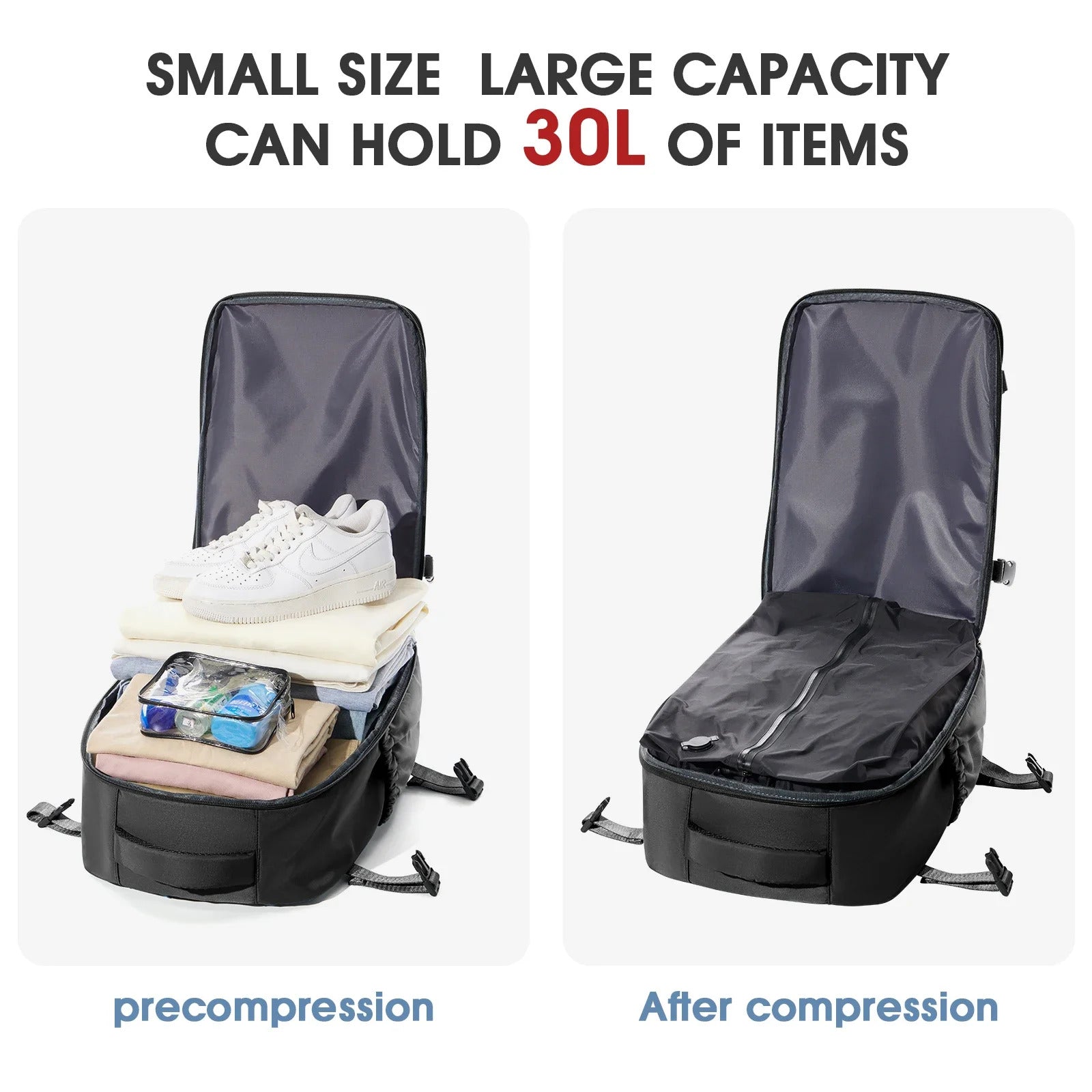 Vacuum Travel Backpack - Large Carry On Bag Flight Approved 6