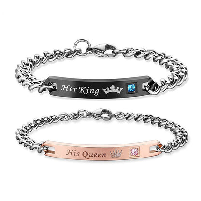 BRACELETS 2 PIECES FOR MEN AND FOR WOMEN "HER KING HIS QUEEN" 6
