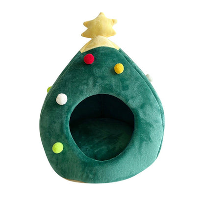 Cosy Warm Christmas Tree Cat Bed 6