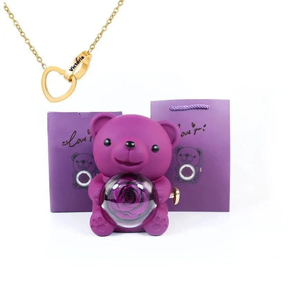 Eternal Rose Bear with Engraved Necklace 6