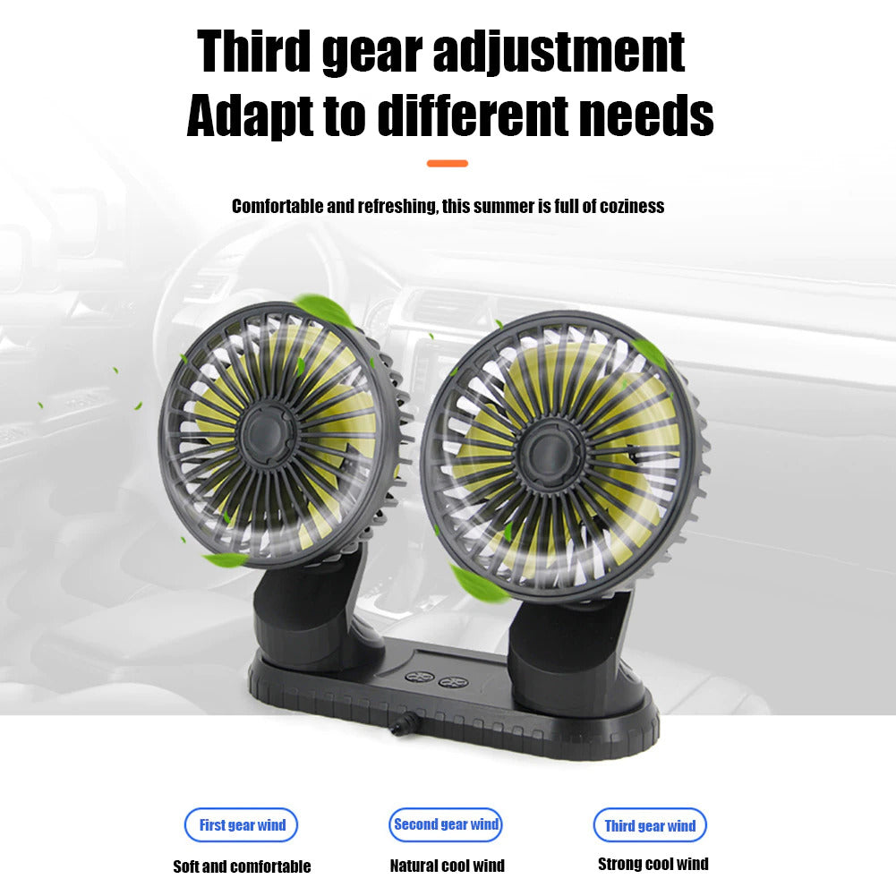 360° Rotatable Car Cooling Dual Fan 6