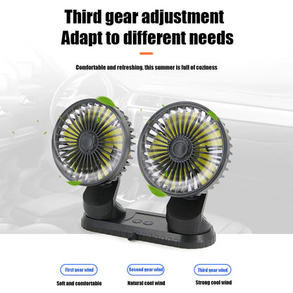 360° Rotatable Car Cooling Dual Fan 6