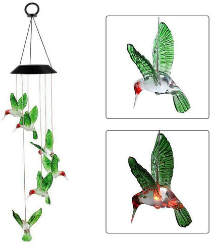 Solar-Powered Dangling Hummingbird Lights 6