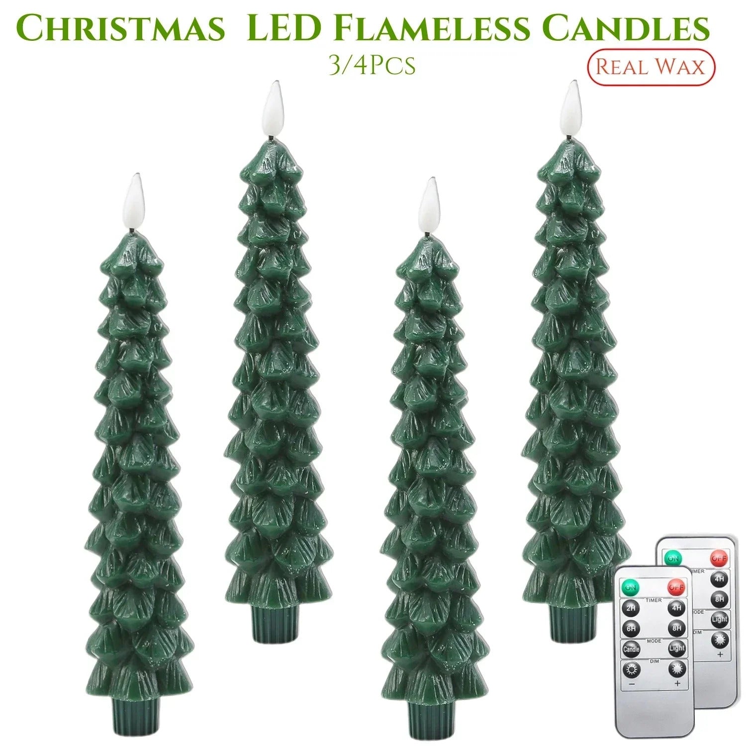 Real Wax Christmas Tree Led Flickering Taper Flameless Candles 6