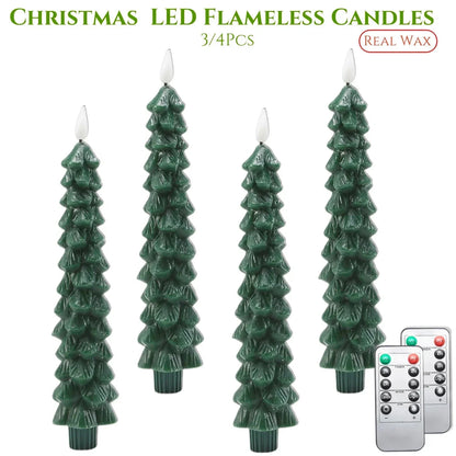 Real Wax Christmas Tree Led Flickering Taper Flameless Candles 6