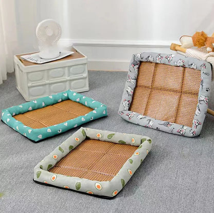 Breathable Natural Rattan Pet Summer Cooling Mat Bed 6