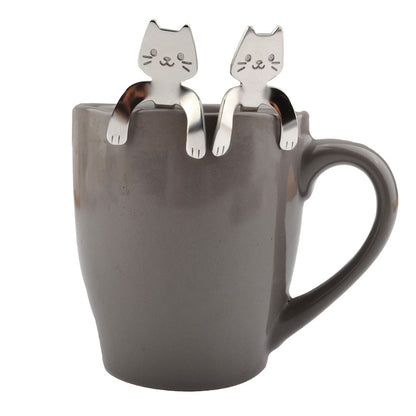 STAINLESS STEEL CAT TEASPOONS 6