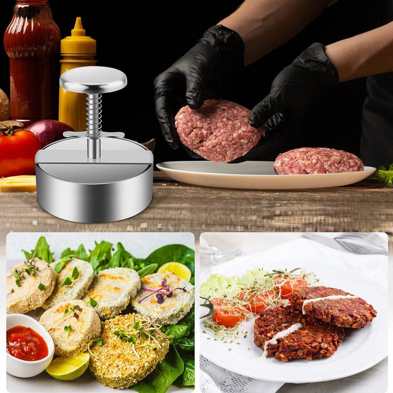 Stainless Hamburger Press Burger Patty Maker 6