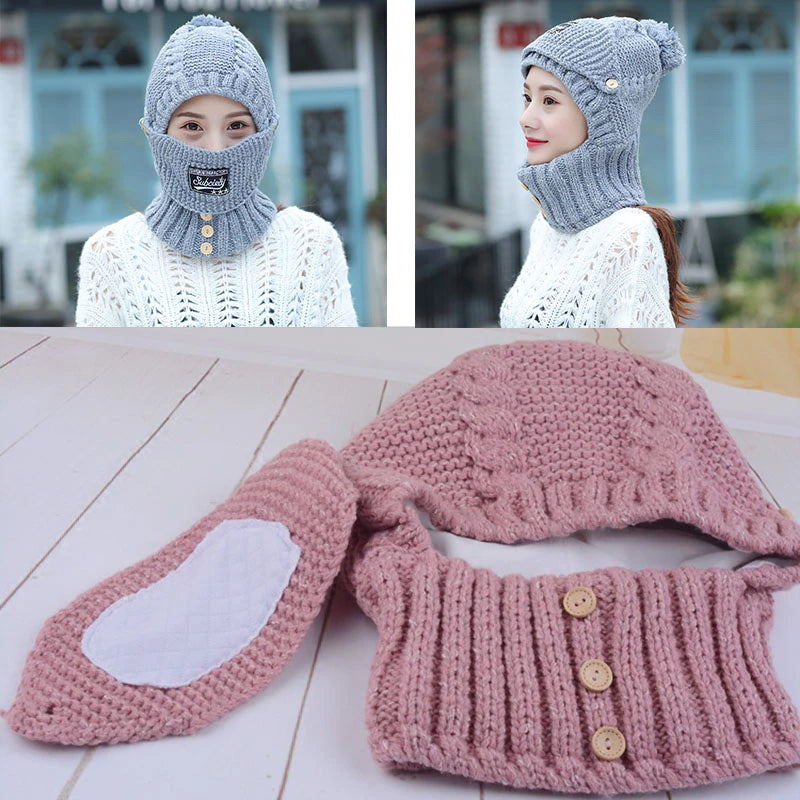 2 in 1 Mask Scarf Knitted Hat 6