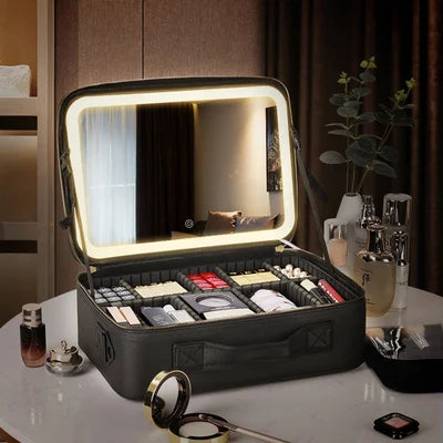 Makeup Organizer Bag With LED Mirror 6
