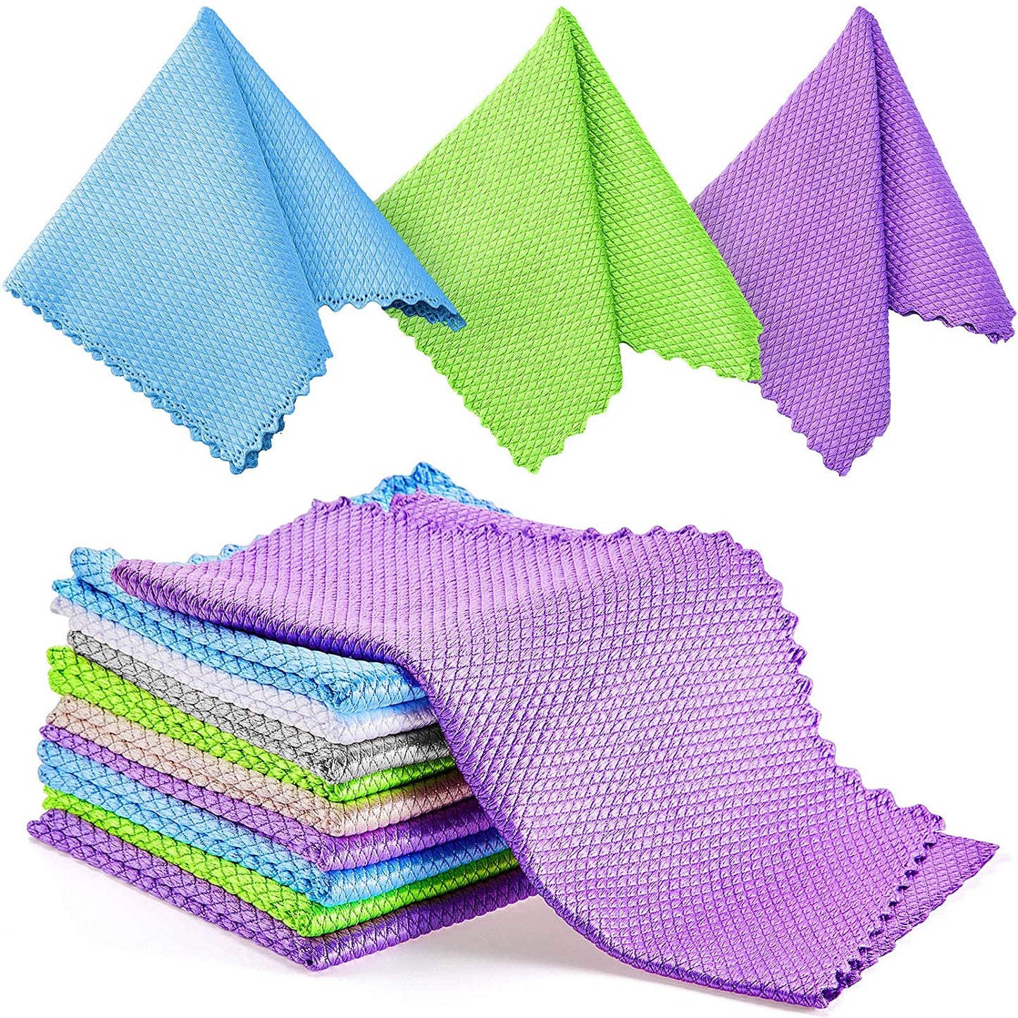 Wave Pattern Fish Scale Cloth Rag-5pcs 6