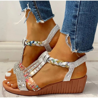 Rhinestone Open Toe Orthopaedic Sandals 6