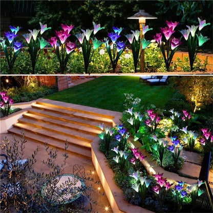 ARTIFICIAL ROSE SOLAR GARDEN STAKE LIGHTS -5 PACKS 7