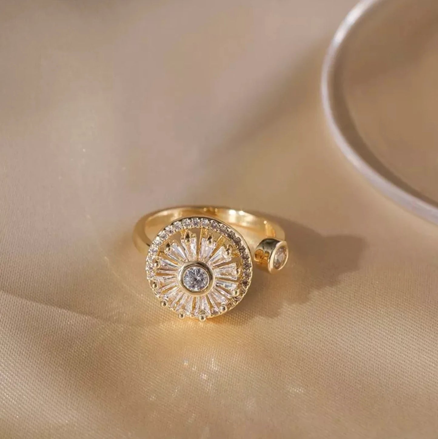 Crystal Anxiety Relief Spinning Ring 7