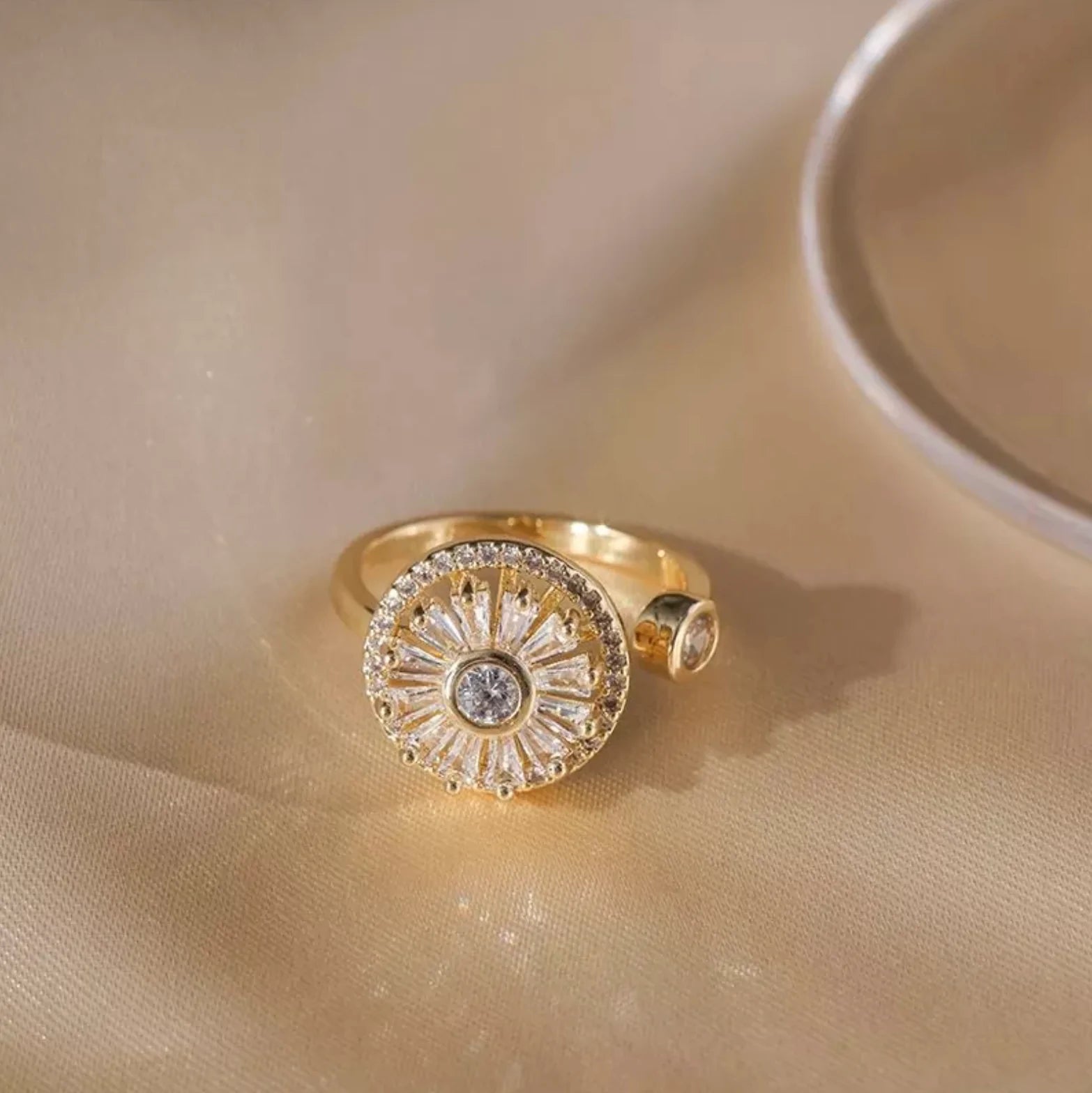 Crystal Anxiety Relief Spinning Ring 7