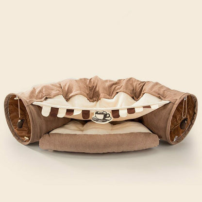 Funny Cat Bed Pet Tent 2 Holes Tunnel 7