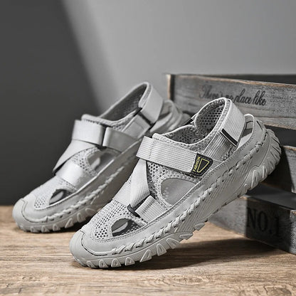 Men's Handmade Cowhide Breathable Mesh Sandals 7