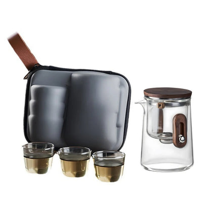 Elegant Travel Tea Set with Glass Teapot & Cups 6