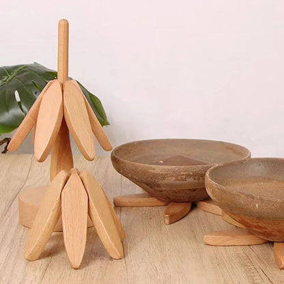 Artisanal Wooden Coasters Trivets Set 7