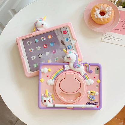 Cartoon Camera-Style Tablet Protective Case with Ring Stand 7