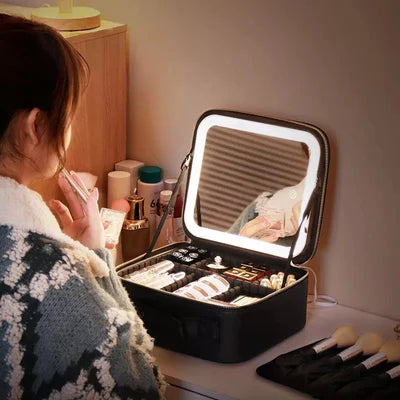 Makeup Organizer Bag With LED Mirror 7