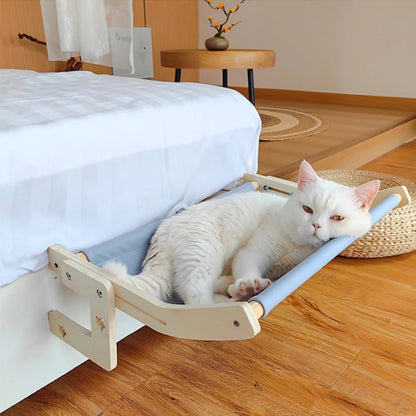 Sturdy Cat Window Hammock – Wooden Hanging Cat Bed with Washable Cotton Canvas 7