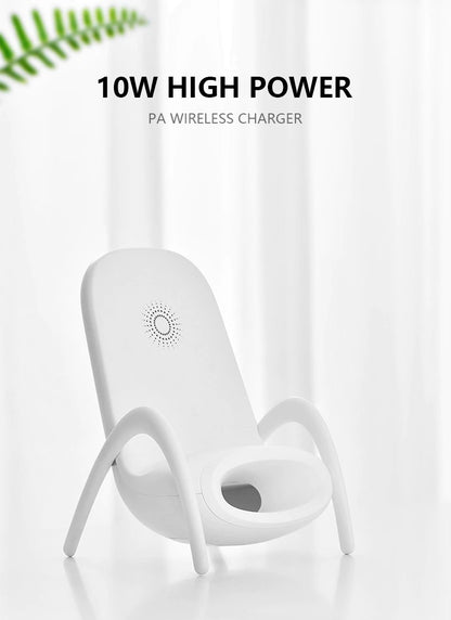 Portable Mini Chair Wireless Charger With Speaker 7